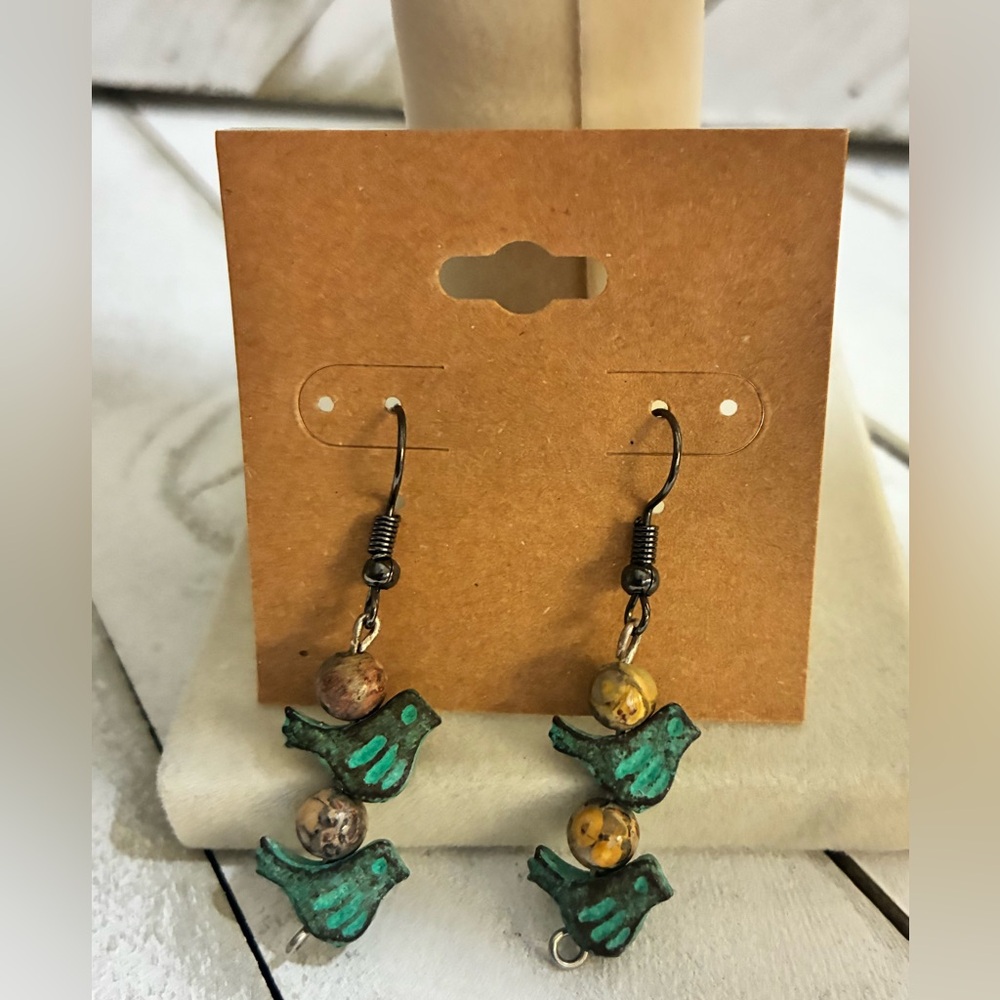 Perfect Mother’s Day Gift - “Meadow Song” Handcrafted Patina Bird Earrings
